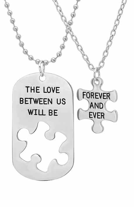 Men's Stainless Steel Puzzle Piece Necklace Set