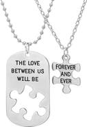 STEELTIME Men's Stainless Steel Puzzle Piece Necklace Set