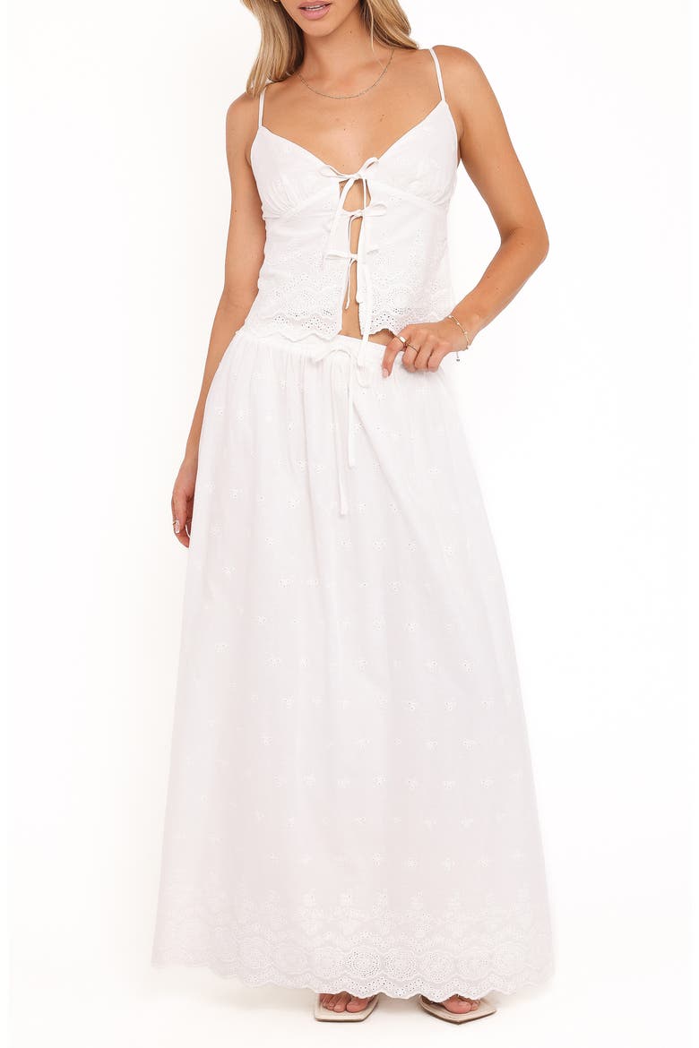 Blaire Cotton Eyelet Camisole & Maxi Skirt Set, Main, color, WHITE