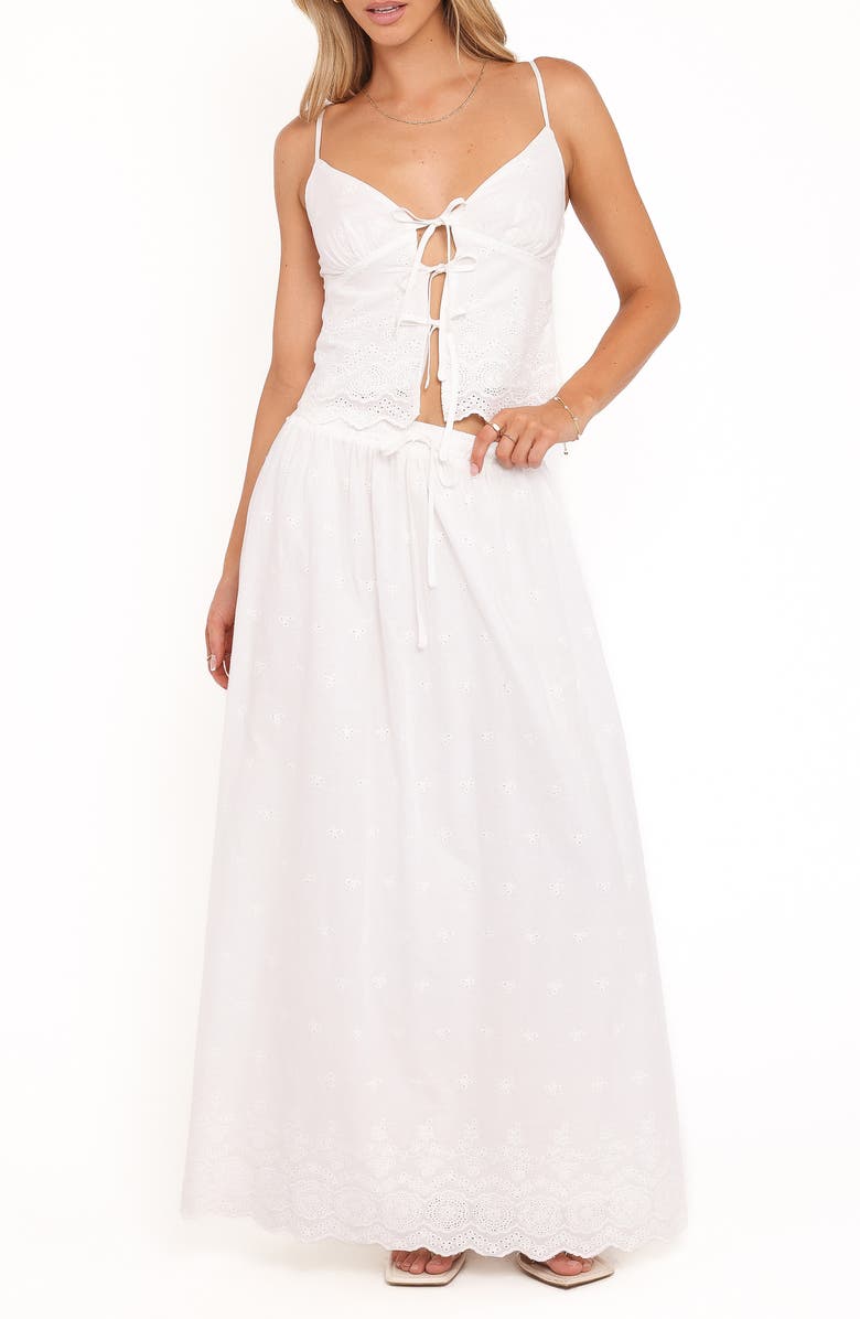 Petal & Pup Blaire Cotton Eyelet Camisole & Maxi Skirt Set, Main, color, White