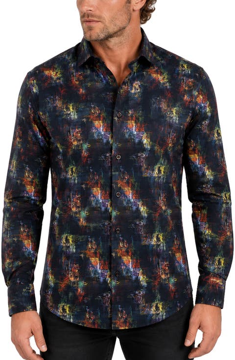 Fibonacci Long Sleeve Performance Stretch Button Up Shirt