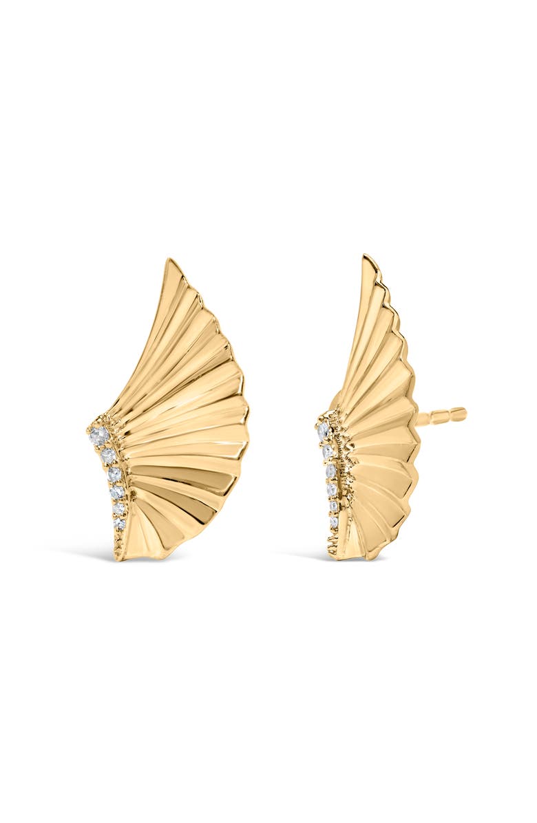 Haus of Brilliance 14K Yellow Gold Plated Silver Diamond Accent Fan Wing Stud Earrings, Alternate, color, Yellow