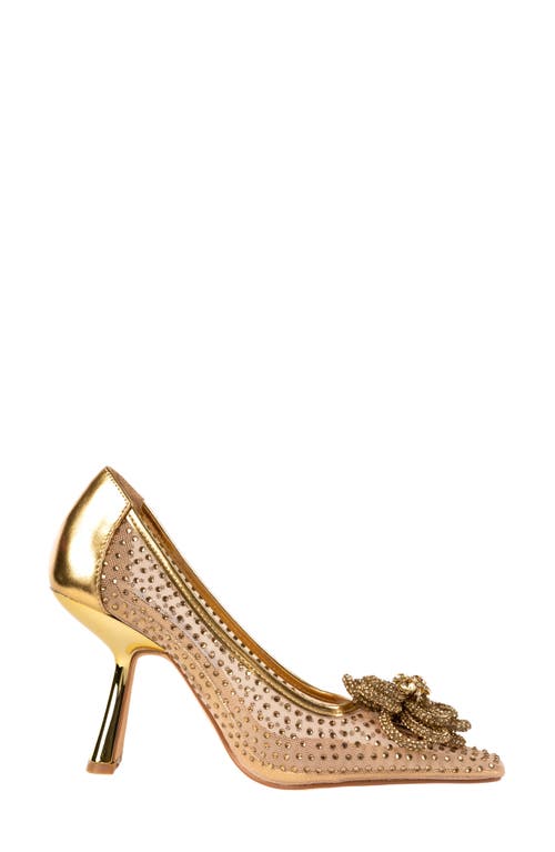 Lady Couture Rhinestone Mesh Pump In Gold