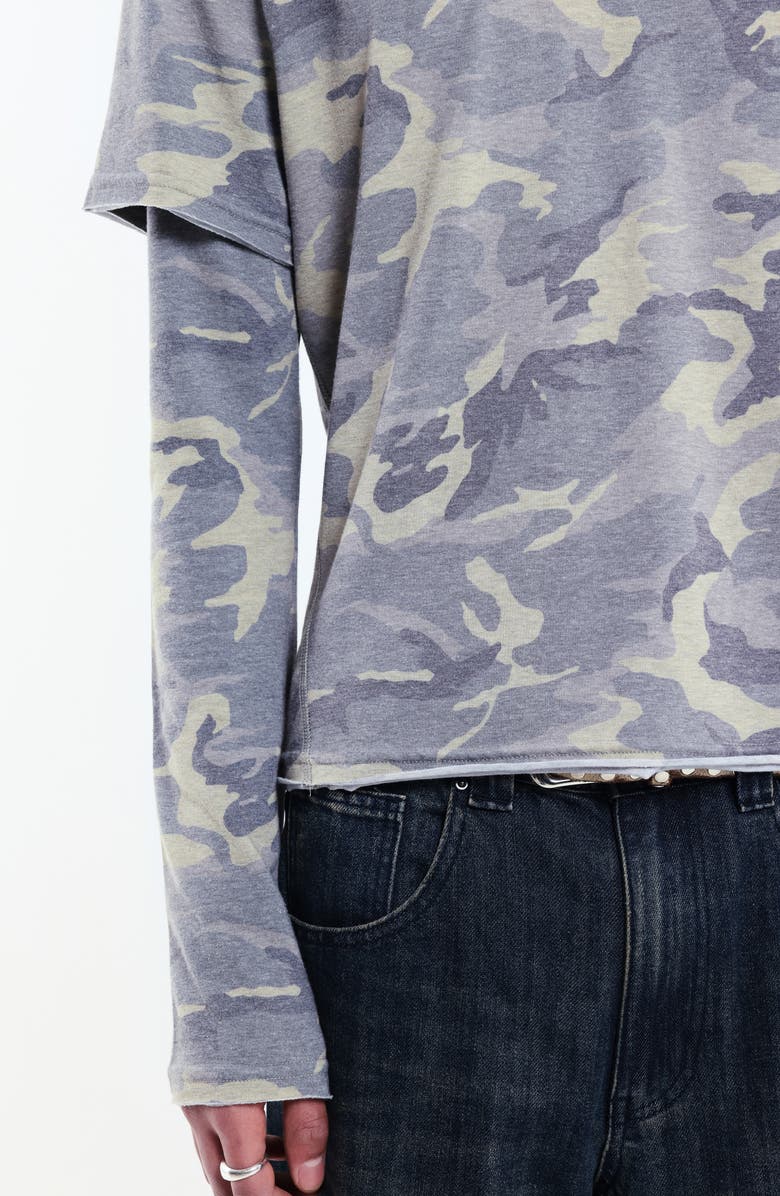 JADED LONDON Double Layer Mist Long Sleeve T-Shirt, Alternate, color, Camo