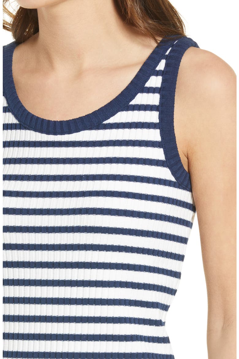Stripe Ribbed Midi Tank Dress, Alternate, color, BENGALI INDIGO