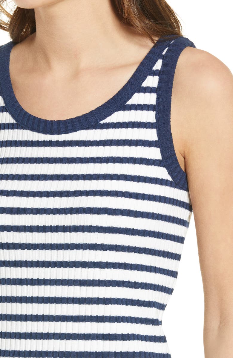 Madewell Stripe Ribbed Midi Tank Dress, Alternate, color, 
