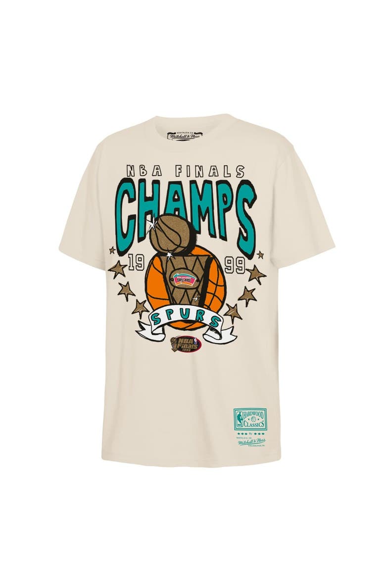Youth Mitchell & Ness  Natural San Antonio Spurs 1999 NBA Finals Champions Hardwood Classics History T-Shirt, Main, color, Natural