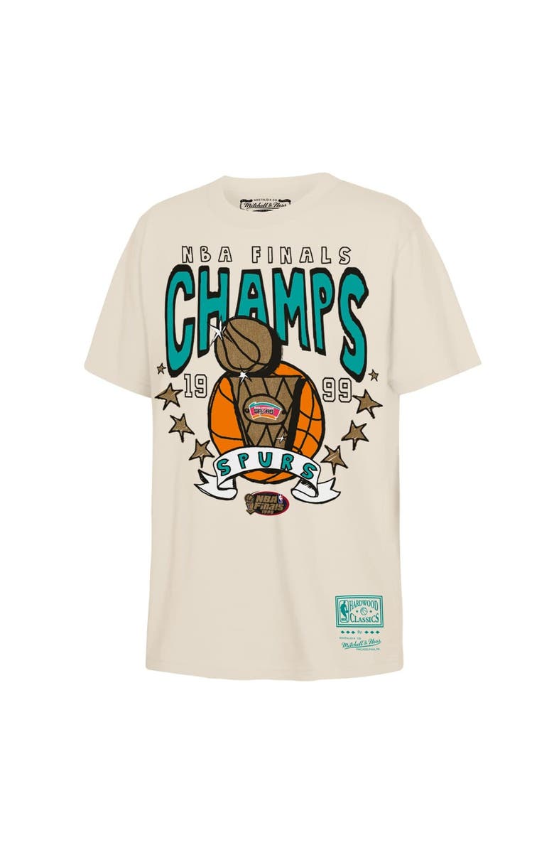 Mitchell & Ness Youth Mitchell & Ness Natural San Antonio Spurs 1999 NBA Finals Champions Hardwood Classics History T-Shirt, Main, color, Natural