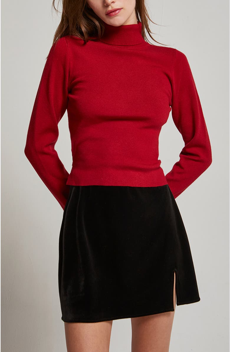 CRESCENT Velvet Mini Skirt, Alternate, color, Black