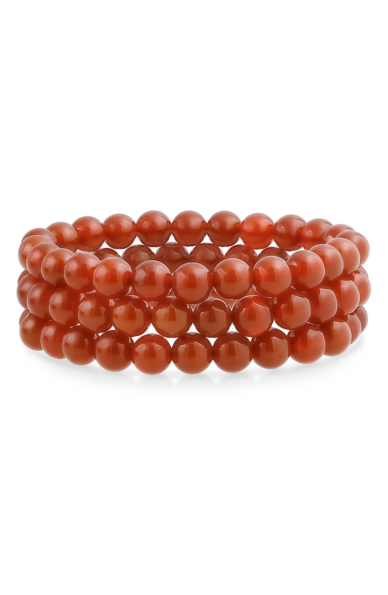 Set of 3 Semiprecious Stone Beaded Stretch Bracelets