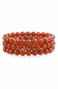 Set of 3 Semiprecious Stone Beaded Stretch Bracelets