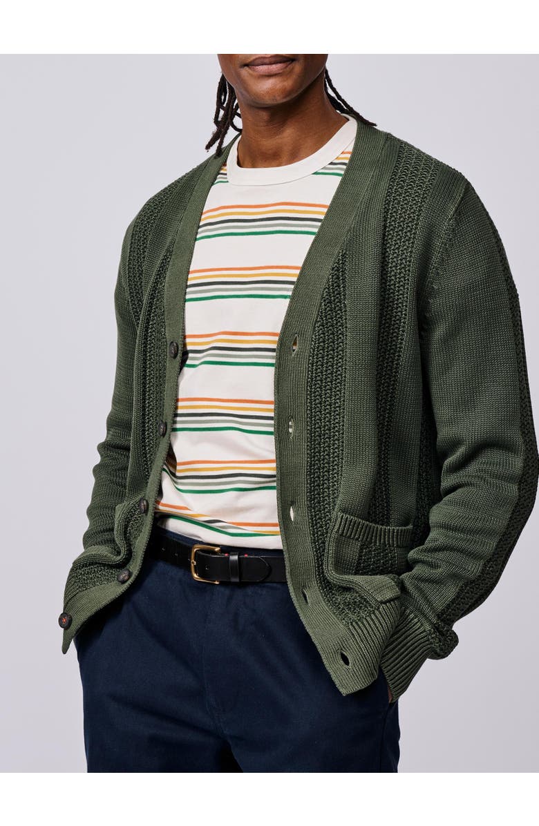 Aubin Lister Stitch Detail Cardigan, Alternate, color, Khaki