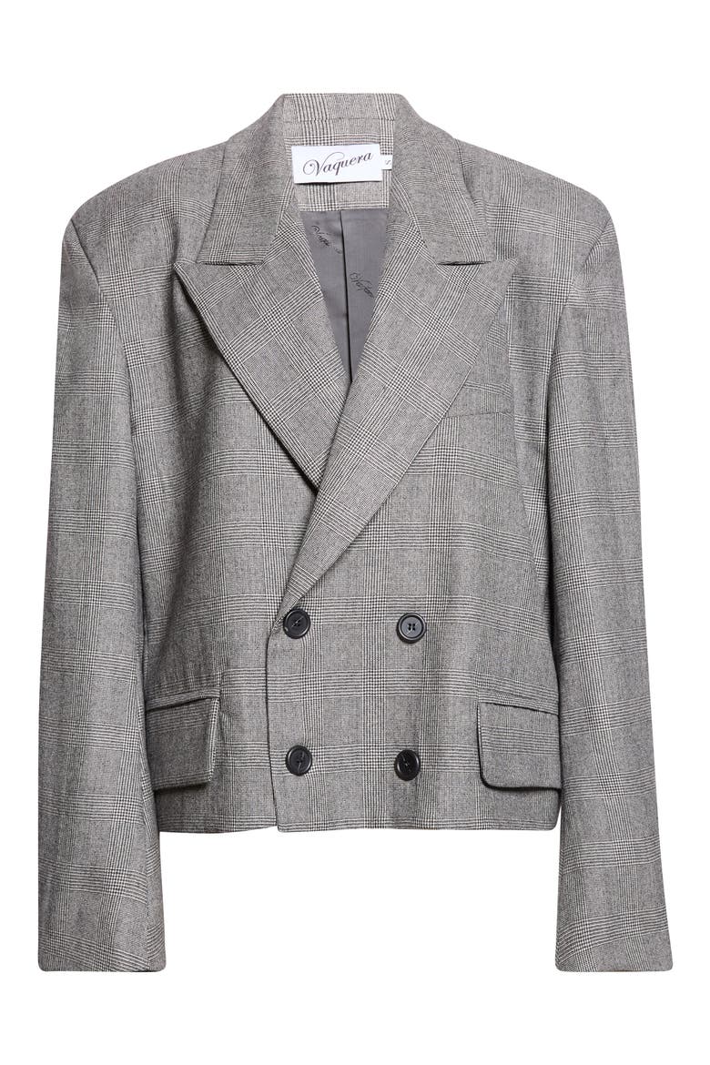 Slouchy Glen Plaid Wool Blazer, Alternate, color, DARK GREY