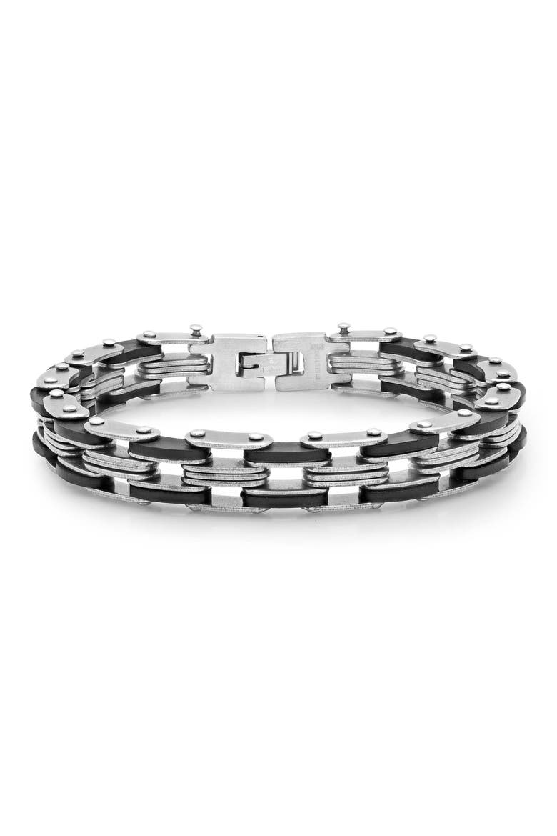 Men's Two-Tone Bicycle Chain Bracelet, Main, color, SILVER
