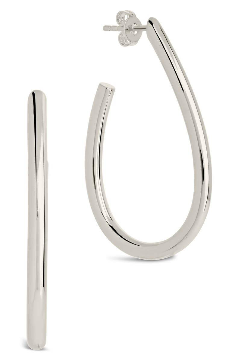 Sterling Forever Liora Oval Hoop Earrings, Main, color, 