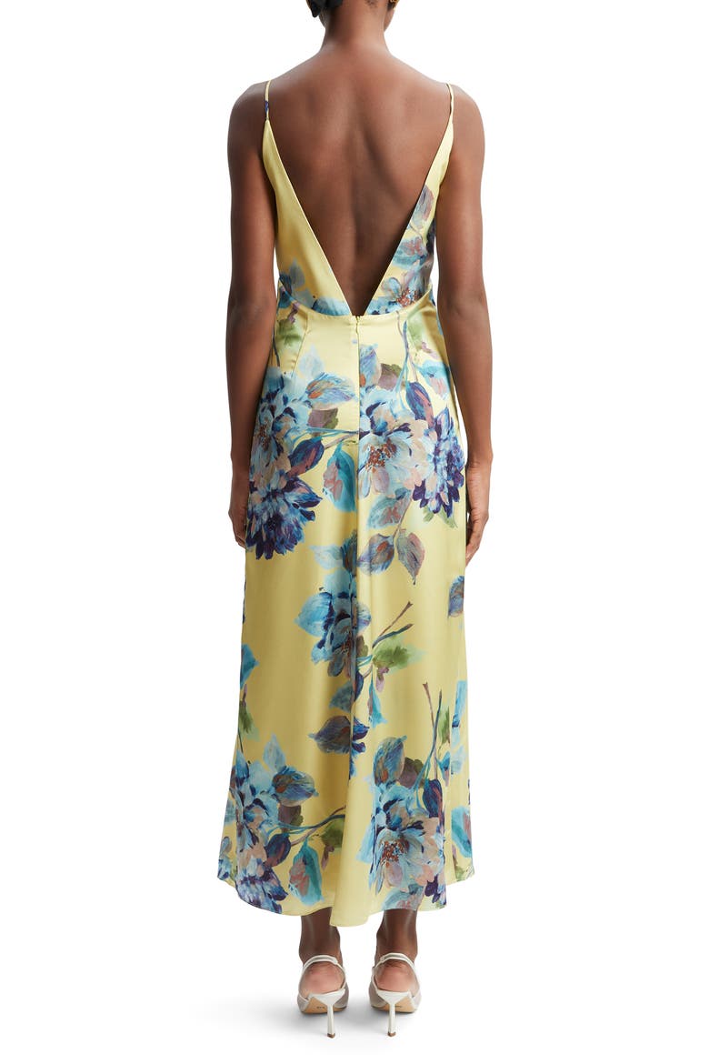 Wintour Floral Print Satin Dress, Alternate, color, BOLD BLUE FLORAL