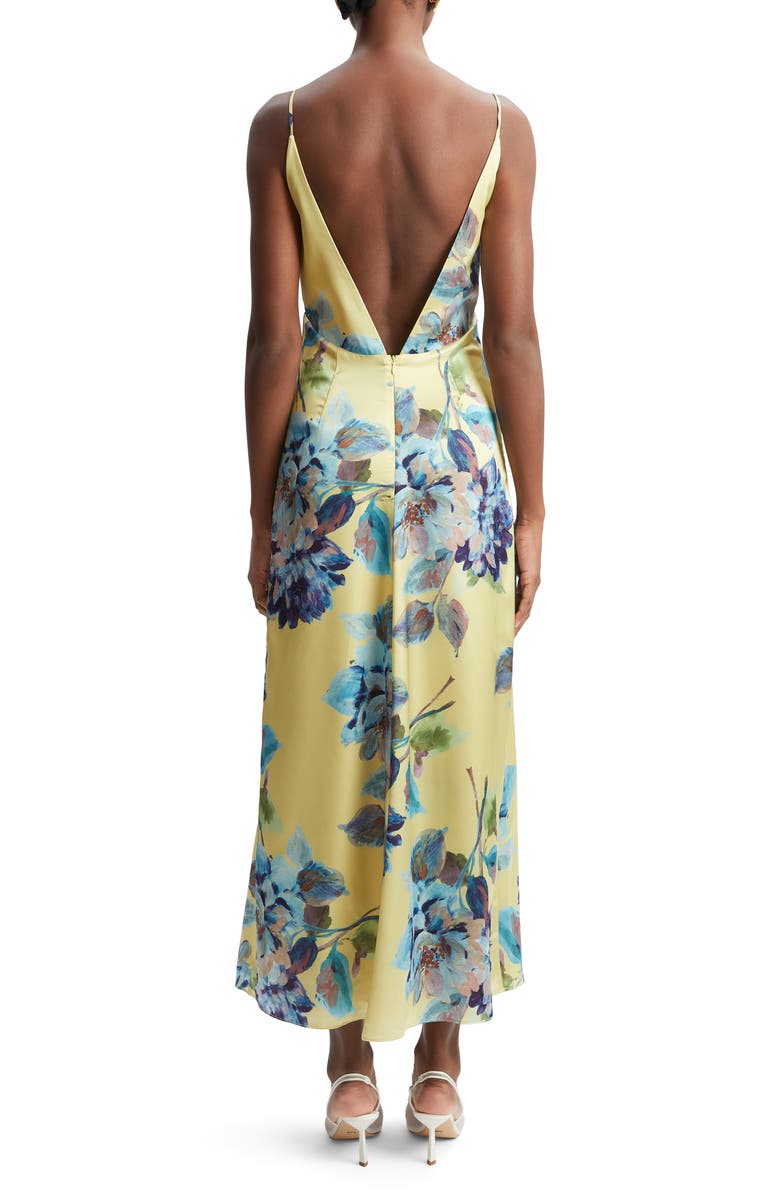 Bardot Wintour Floral Print Satin Dress, Alternate, color, Bold Blue Floral