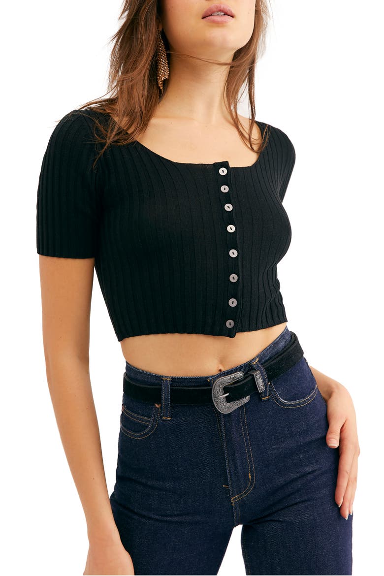 Little Cutie Crop Cardigan, Main, color, BLACK
