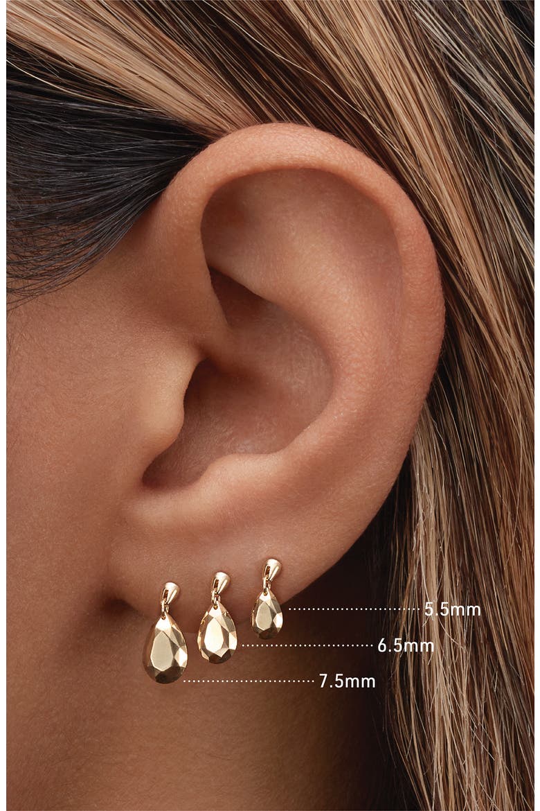 Faceted Pear Single Threaded Stud Earring, Alternate, color, YELLOW GOLD
