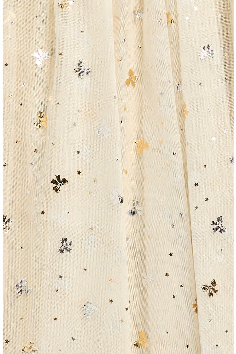 Kids' Foil Flutter Sleeve Dress, Alternate, color, IVORY/ GOLD