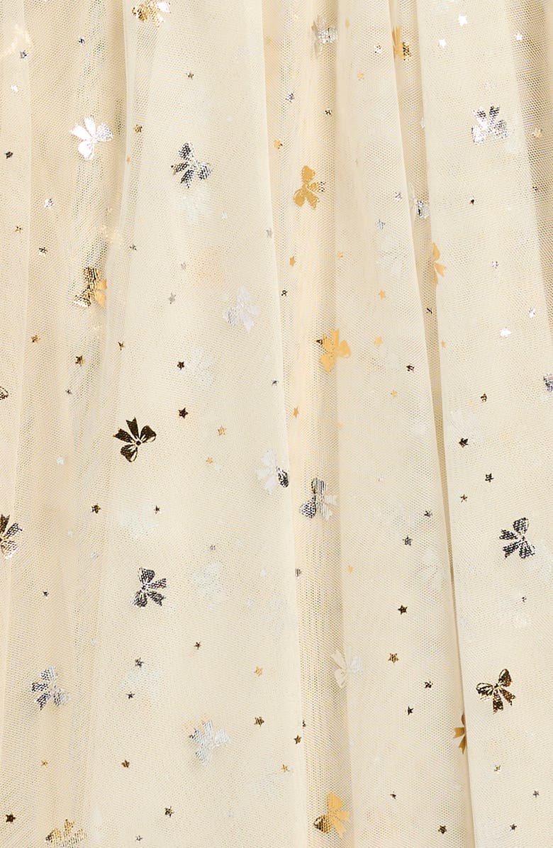 Zunie Kids' Foil Flutter Sleeve Dress, Alternate, color, Ivory/ Gold