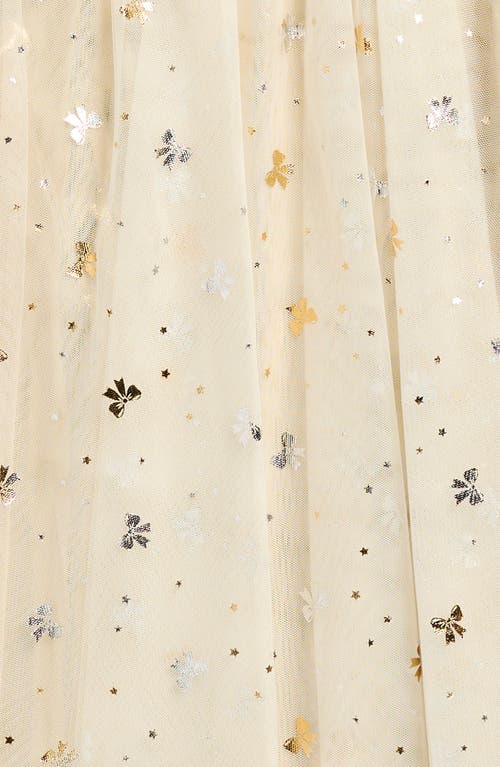 Zunie Kids' Foil Flutter Sleeve Dress In Neutral