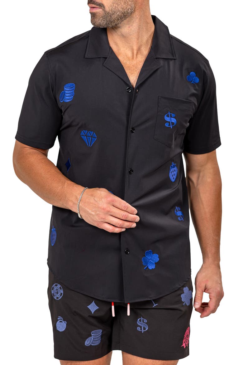 Marthy Black Camp Shirt, Alternate, color, BLACK