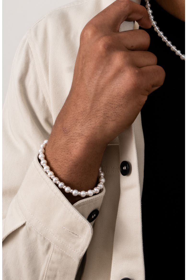 Men's  Pearl Halo Bracelet, Alternate, color, White