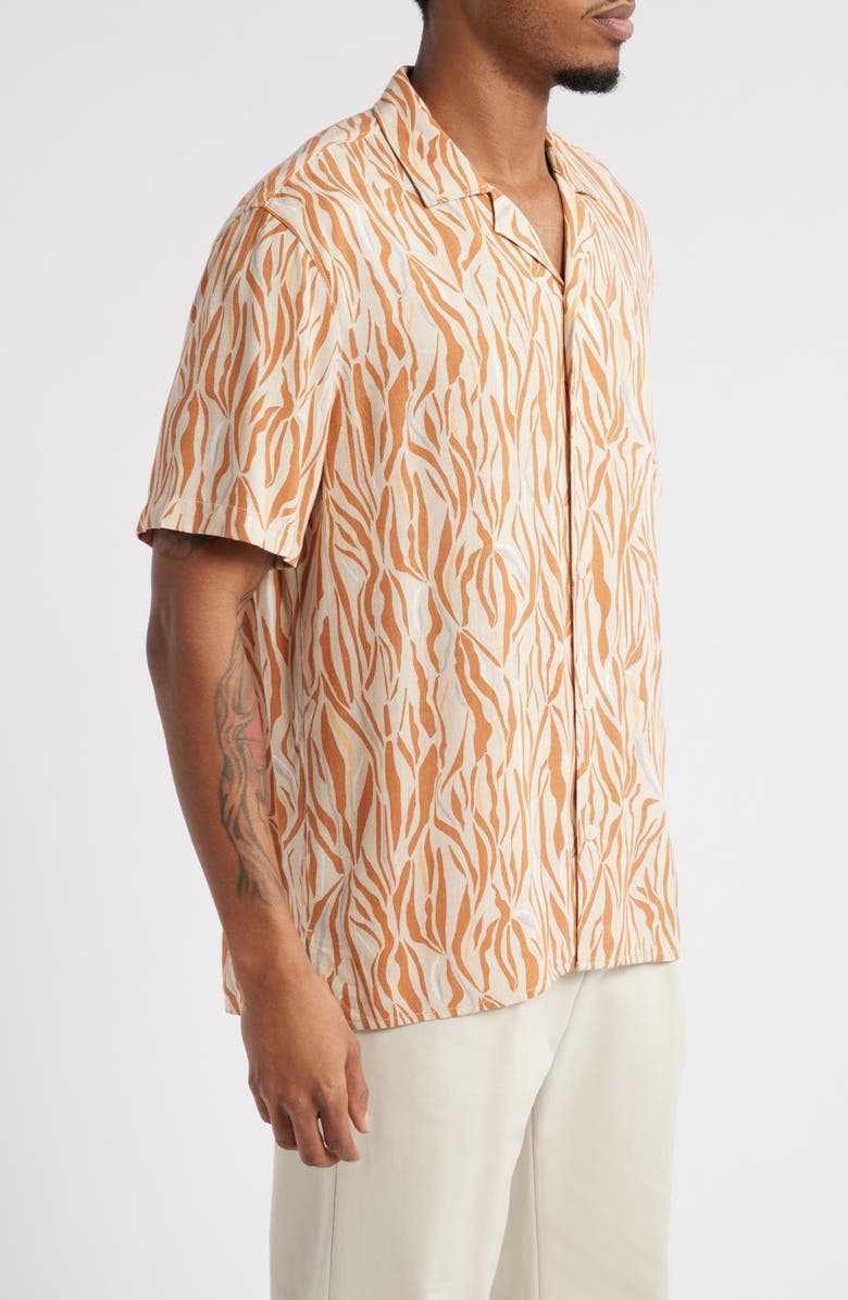 Open Edit Zebra Print Camp Shirt, Alternate, color, Beige Linear Zebra