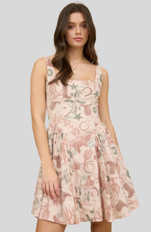 Blu Pepper Western Print Minidress In Pink