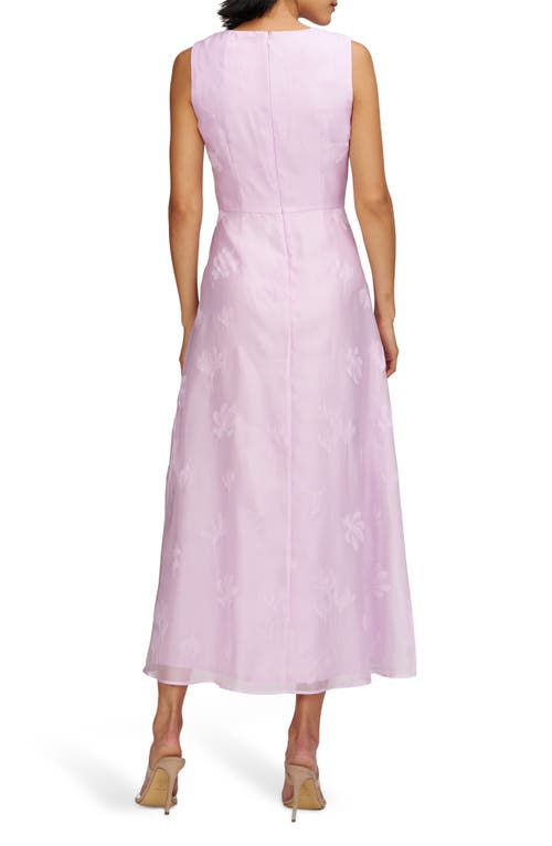 Js Collections Geneva Floral Jacquard Ruffle Detail Cocktail Dress In Purple