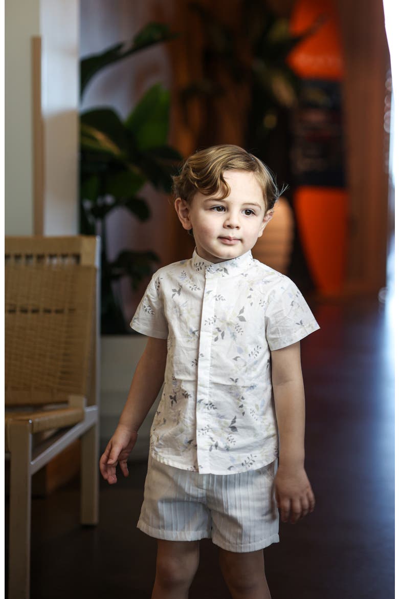 Kids' Pretty Poppies Short Sleeve Button-Up Shirt, Alternate, color, IVORY