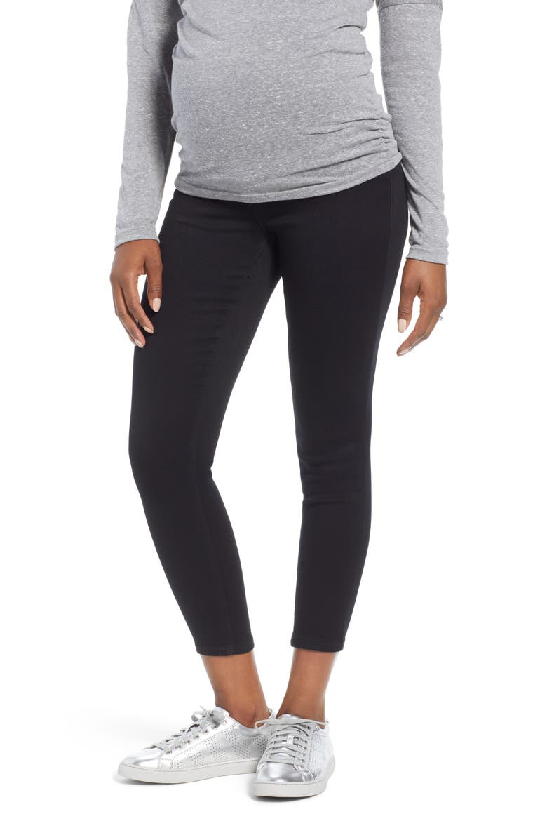 Butter Ankle Super Skinny Maternity Jeans, Main, color, BLACK