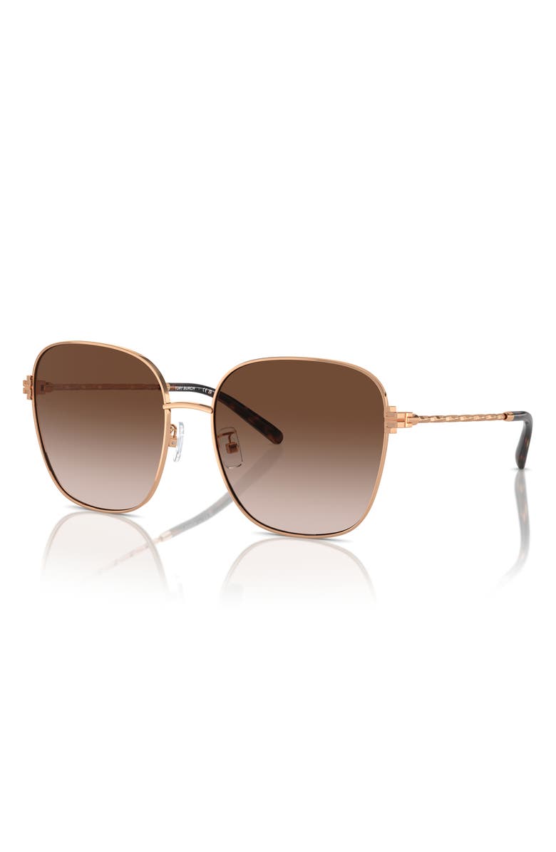Tory Burch 57mm Gradient Square Sunglasses, Alternate, color, Rose Gold