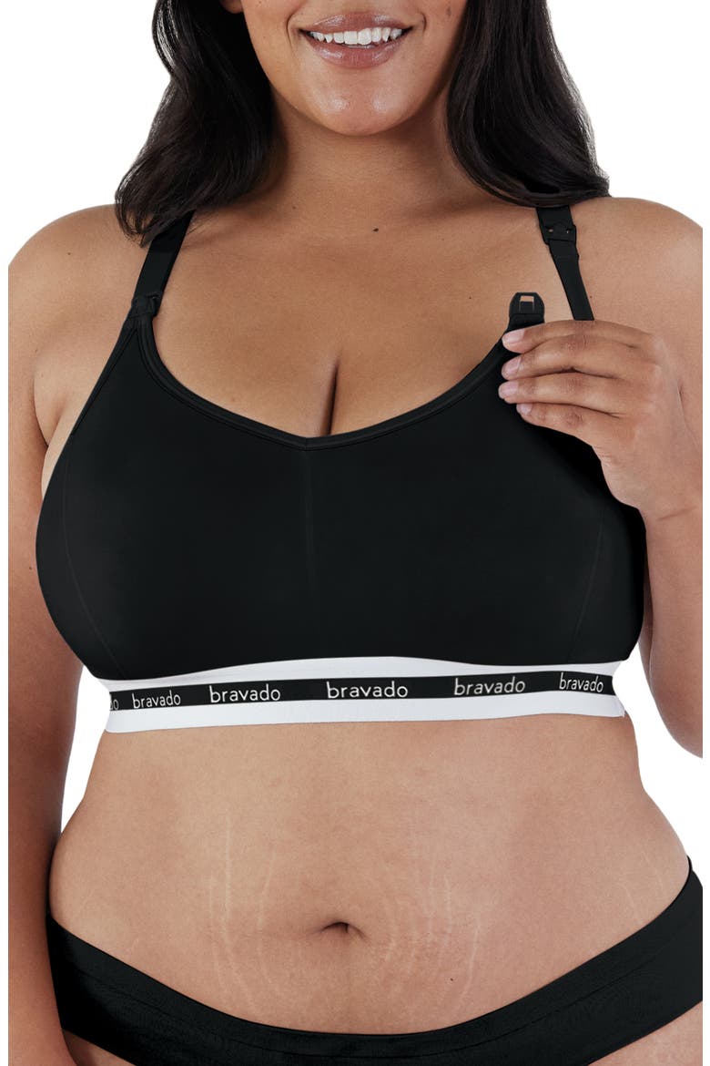 Original Organic Cotton Blend Extended Cup Maternity/Nursing Bra, Alternate, color, BLACK