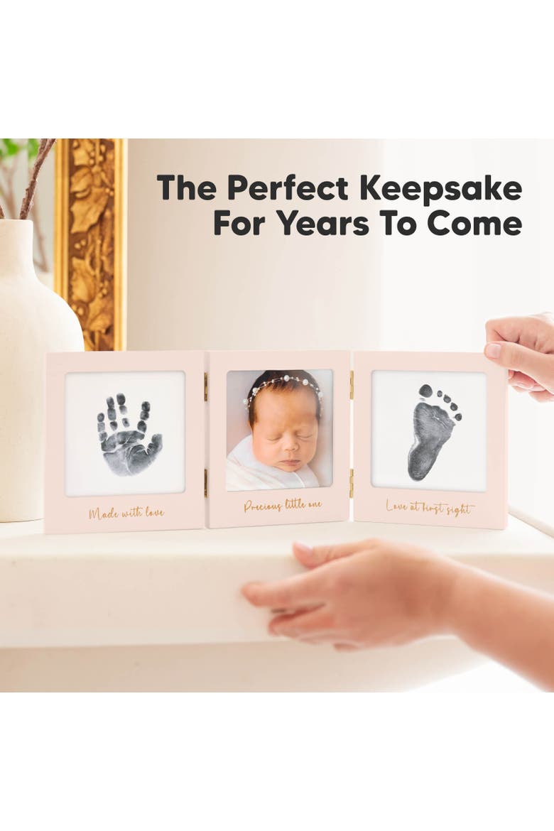 Fond Clean Touch Inkless Hand and Footprint Frame, Alternate, color, Petal Pink/Gold