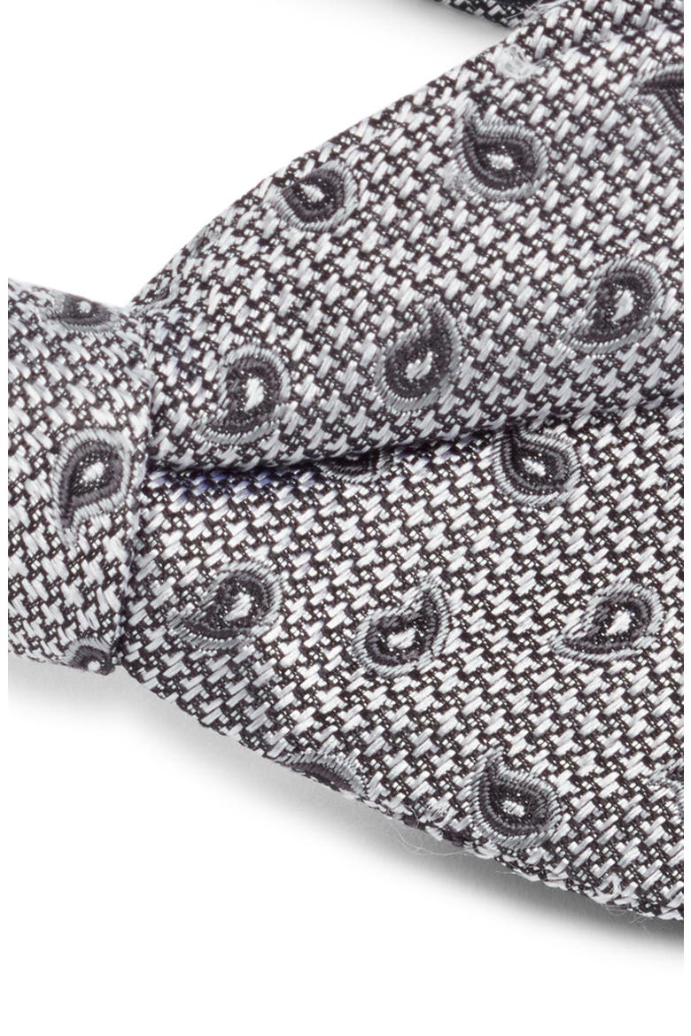 Paisley Jacquard Pre-Tied Silk Bow Tie, Alternate, color, SILVER