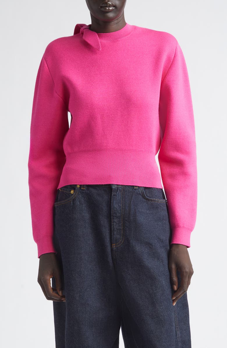 Givenchy Bow Detail Crewneck Sweater, Main, color, Fuchsia