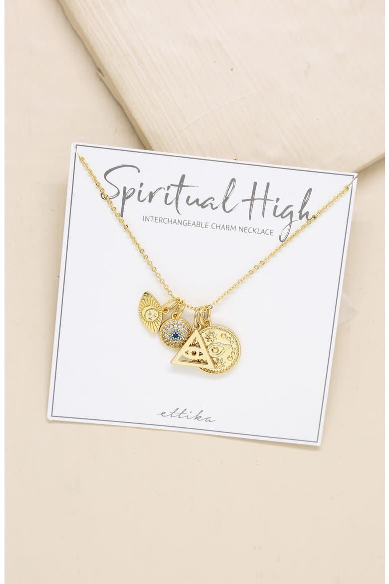 Eye Charms Pendant Necklace, Alternate, color, GOLD