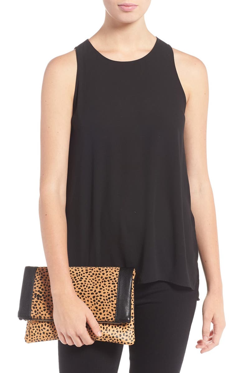 Sole Society Jemma Genuine Calf Hair Clutch, Alternate, color,