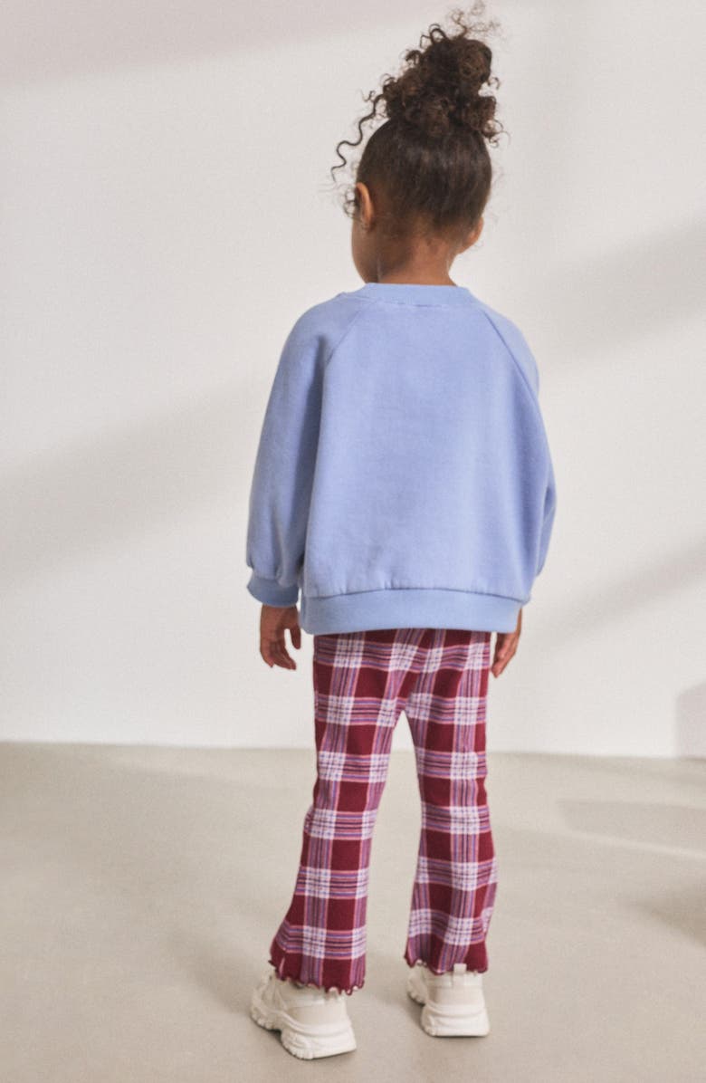 NEXT Kids' Check Rib Flare Leggings, Alternate, color, Red