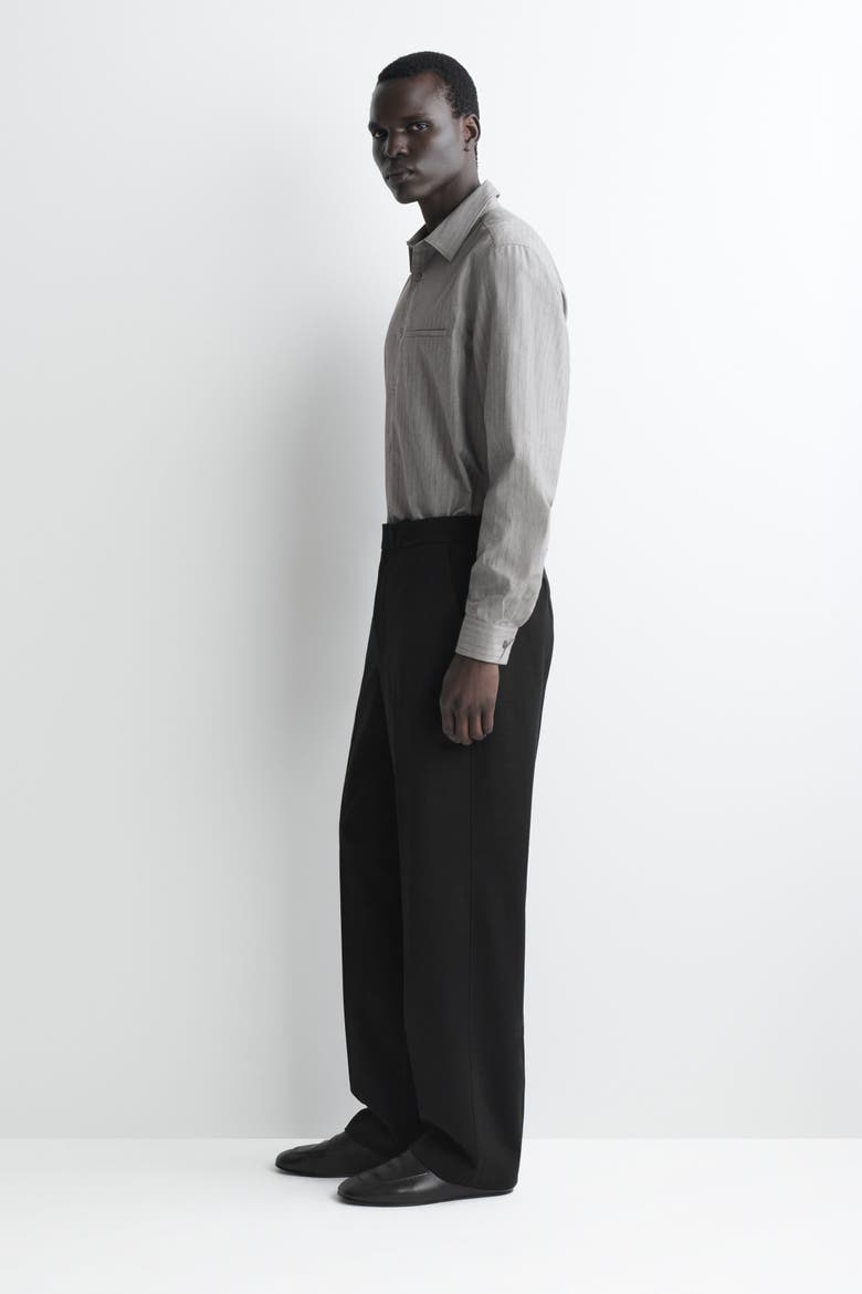 Wool-jersey Relaxed-fit Straight-leg Pants, Alternate, color, BLACK