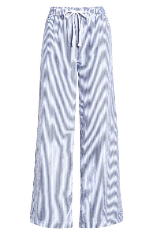 Beachlunchlounge Reed Stripe Cotton Pants In Blue
