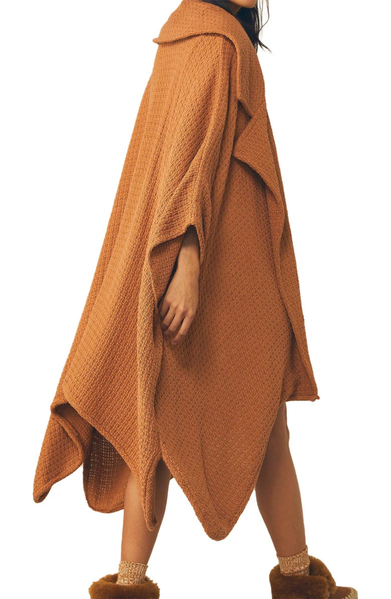 Oversize Waffle Knit Poncho Jacket
