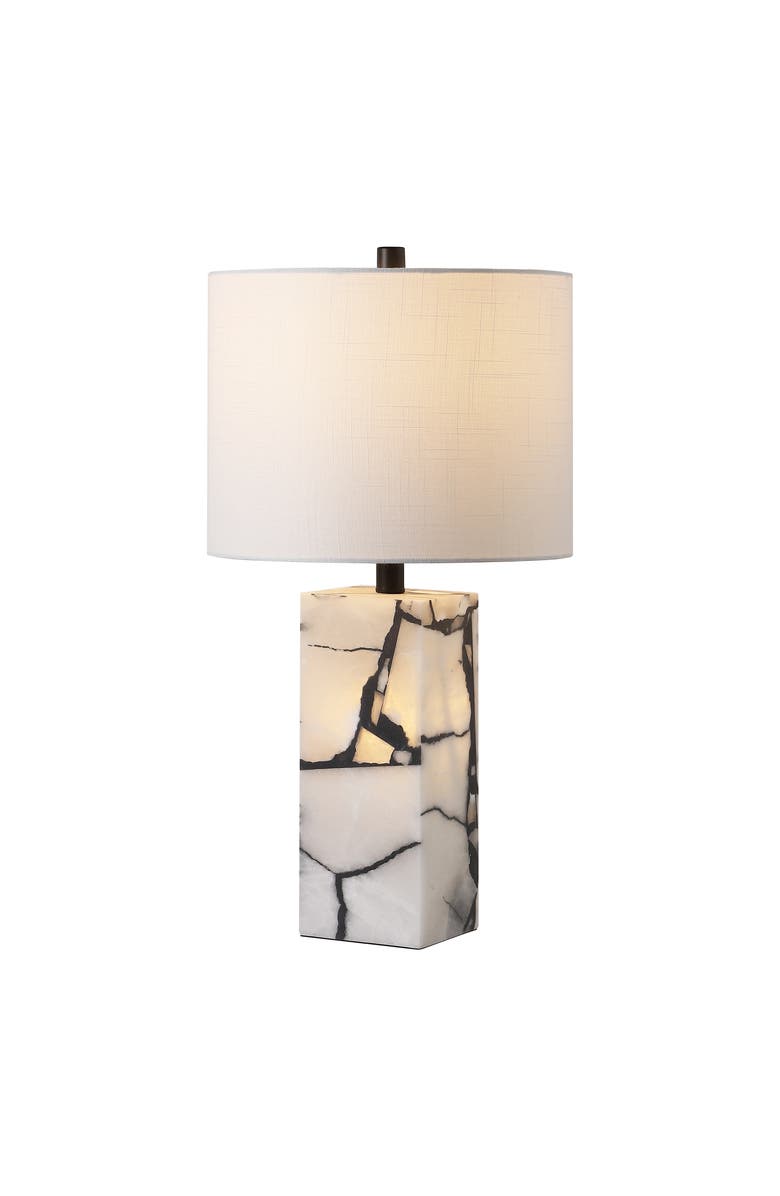 JONATHAN Y Elizabeth 24.25" Contemporary Coastal Alabaster LED Table Lamp with Body Night Light, Main, color, Black/White
