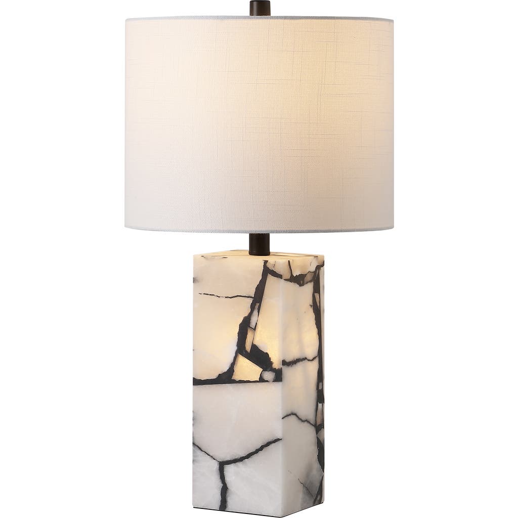 Jonathan Y Elizabeth 24.25" Contemporary Coastal Alabaster Led Table Lamp With Body Night Light In White