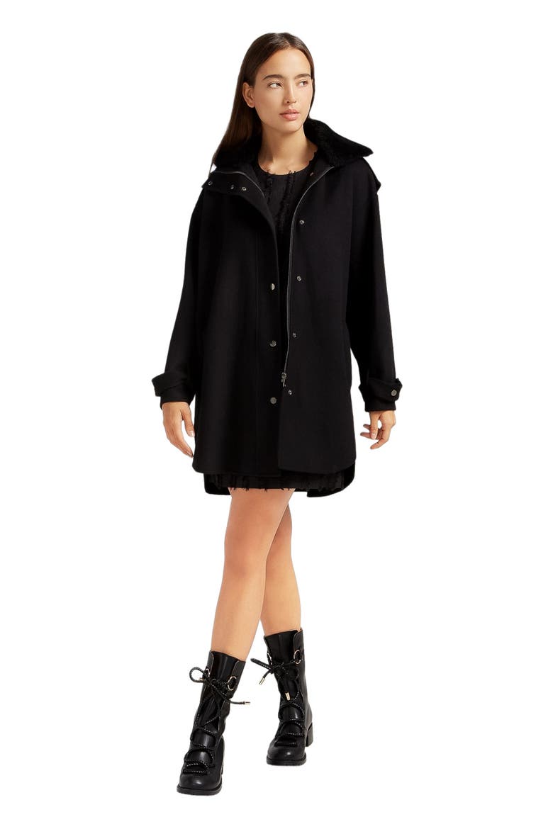 Heavy Hearted Detachable Hooded Coat, Main, color, Black