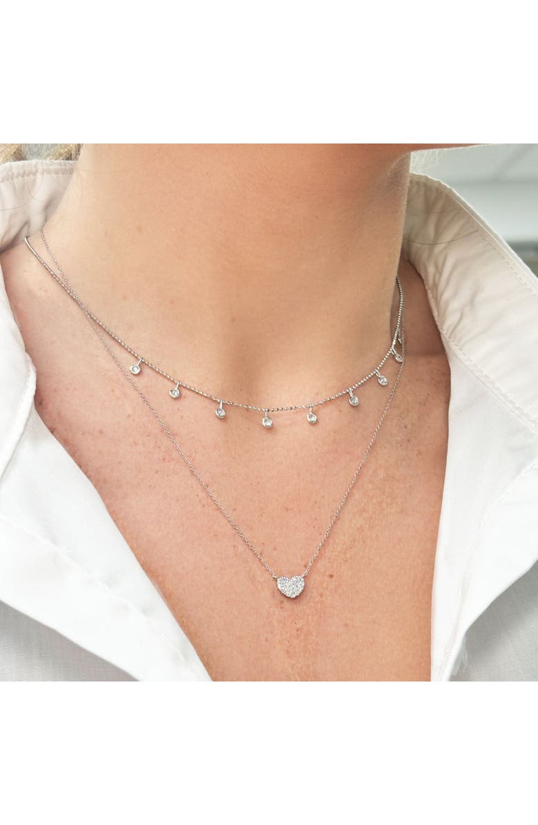 The Lovery Fine Jewelry Mini Diamond Heart Necklace, Alternate, color, White Gold
