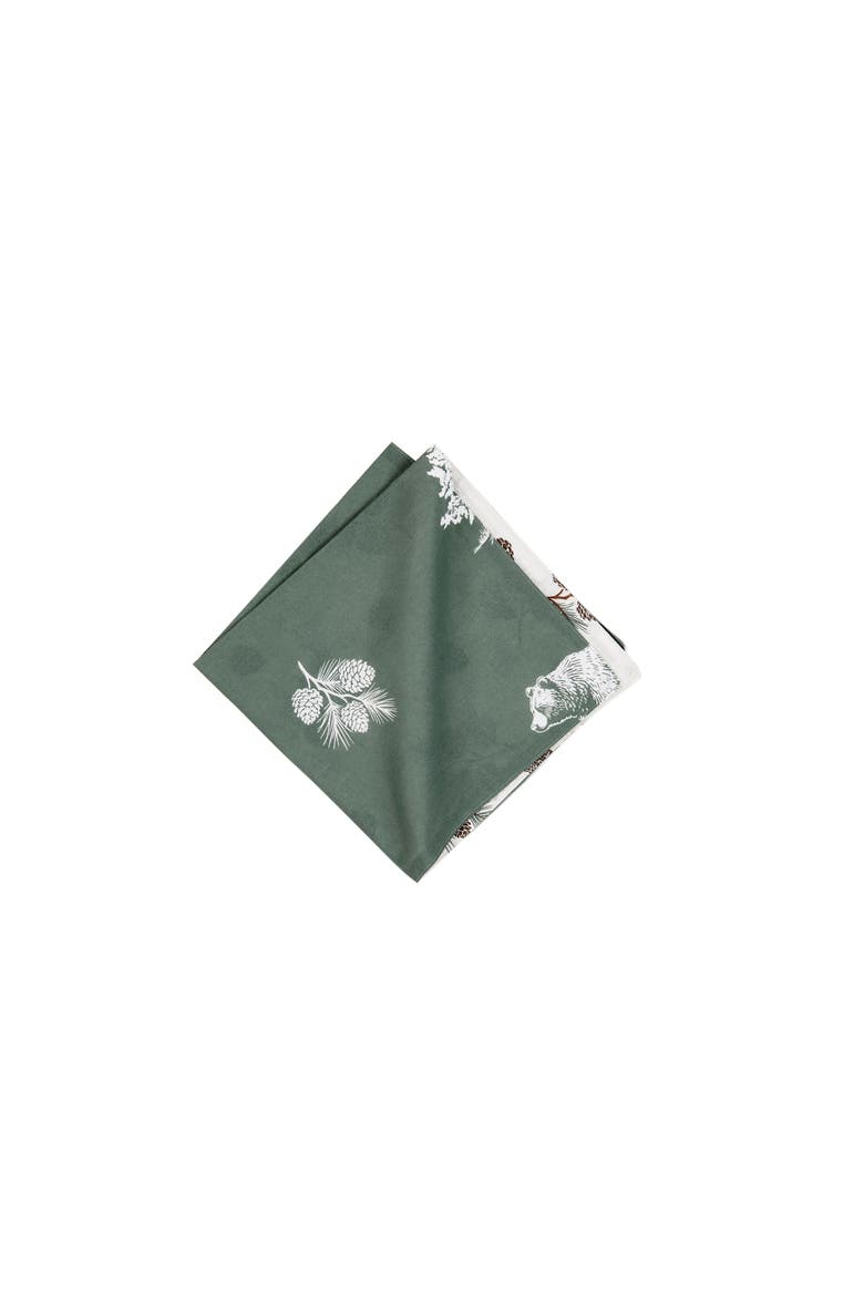 Fernwood Forest Botanical 100% Cotton Set of 6 Cloth Napkins, Alternate, color, Green