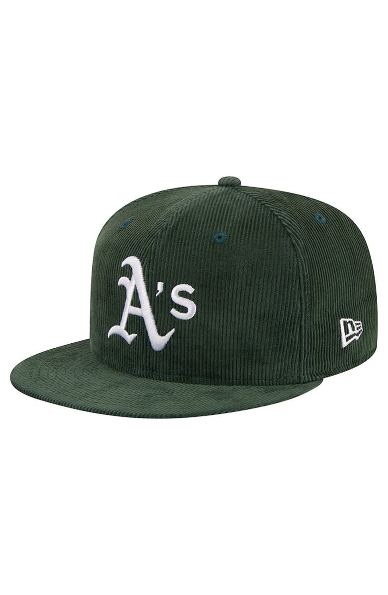 New Era Men's New Era Green Oakland Athletics Throwback Corduroy 59FIFTY Fitted Hat, Alternate, color,
